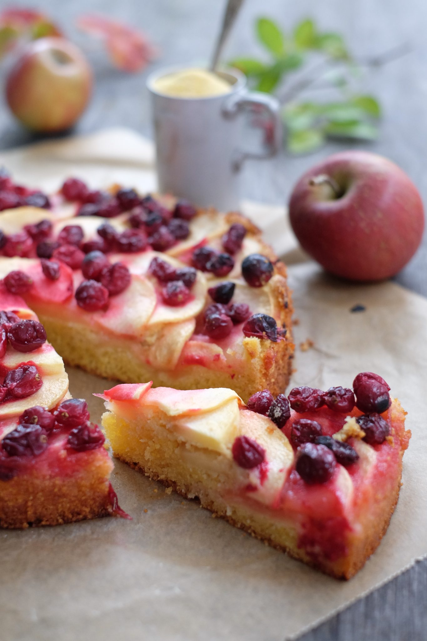 Fruchtiger Apfelkuchen mit Cranberrys und Maismehl (glutenfrei ...